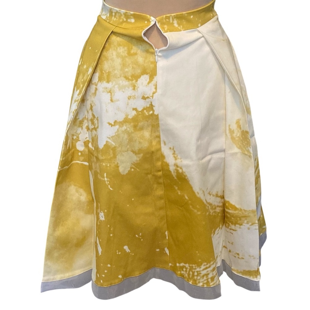 Anthropologie Ellender Painterly Skirt in Yellow & White w/Organza Trim | NWOT - Picture 13 of 14